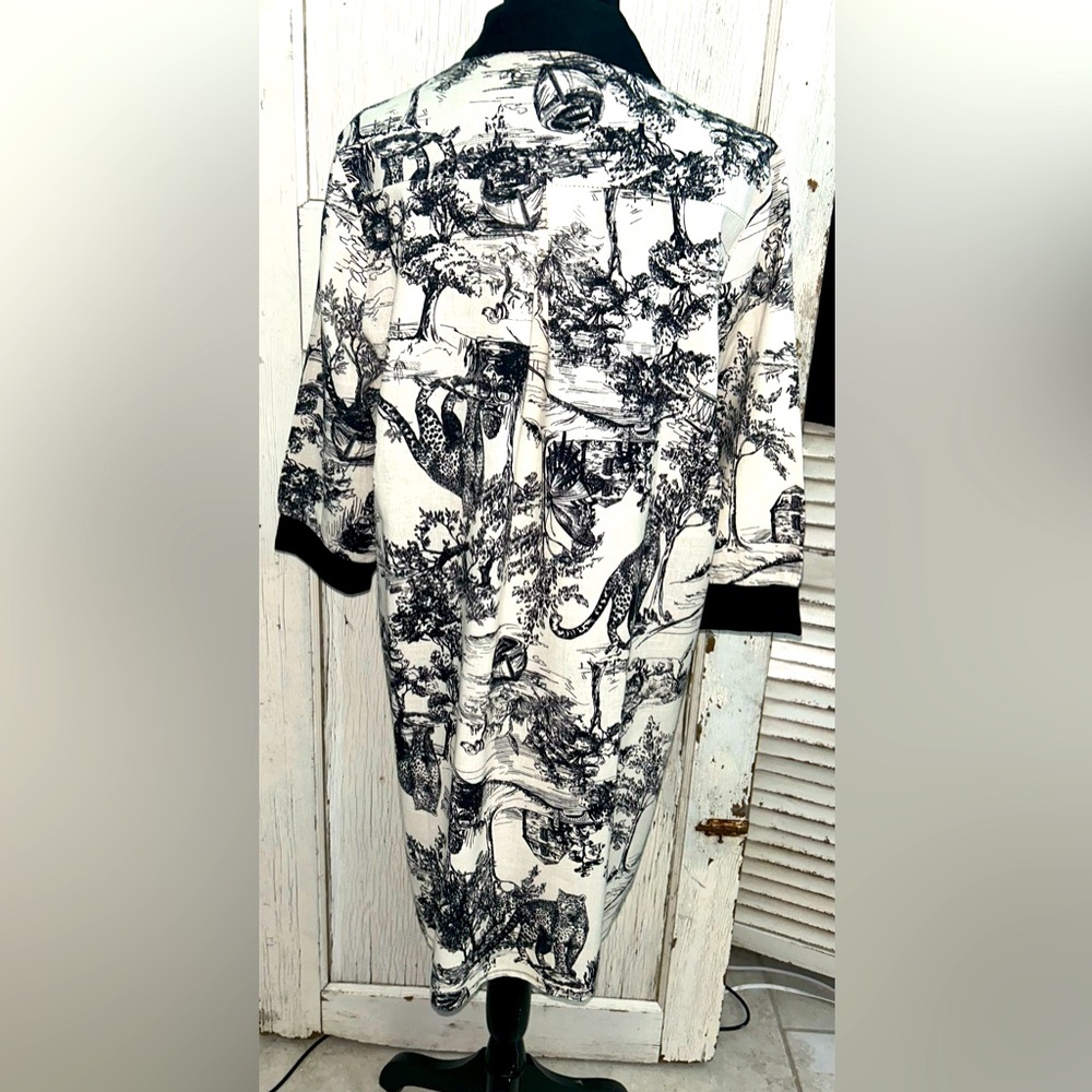 🖤SPIGHE DI LINO Italy Linen Blend Elbow Sleeve Toile
Print Mini Shirt Dress🖤 - Picture 4 of 9